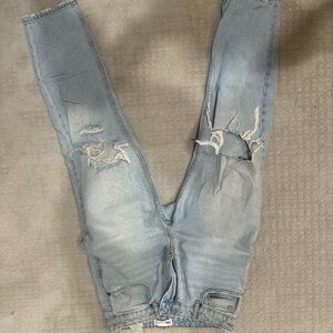 Zara Light Blue Ripped Boyfriend Jeans